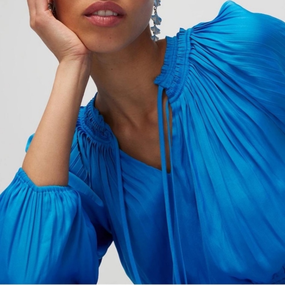 NWT WHBM Smocked Waist Tie Neck Dress Isla Blue, Size Small
STYLE
570348136